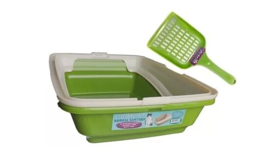 Arenero Bandeja Sanitaria Para Gatos Con Borde + Pala Verde