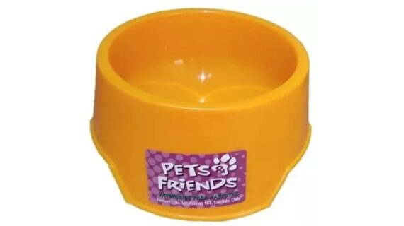 Plato Plástico Comedero Bebedero Perro O Gato 400ml Naranja