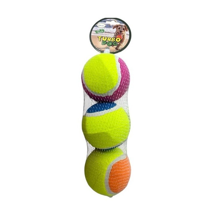 Pack 3 Juguete Para Perro Pelota Tenis Con Sonido Multicolor - Imagen 3