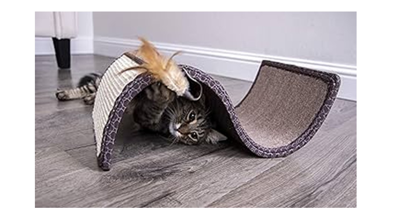 Rascador Para Gato Curvo Con Colgante Color Café - Imagen 4