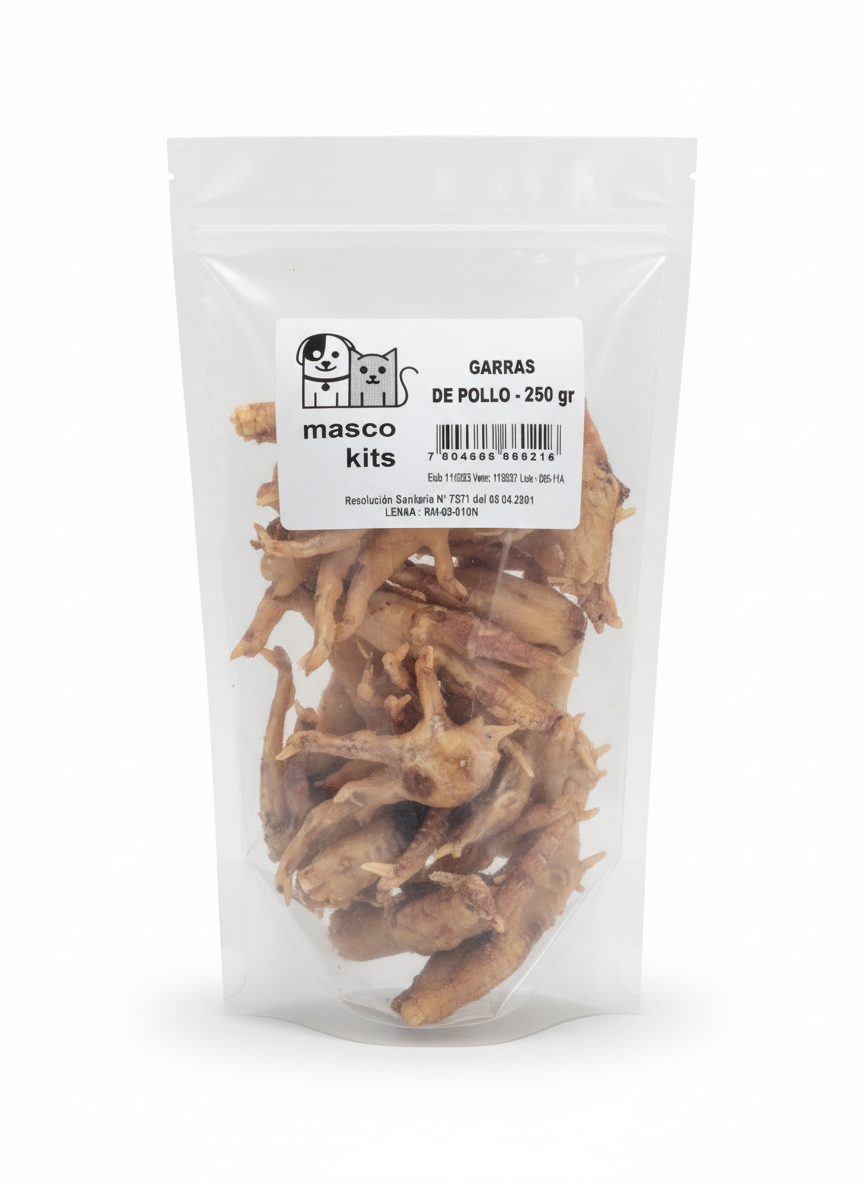Patas Garras De Pollo Deshidratada Para Perro Mascotas 250gr